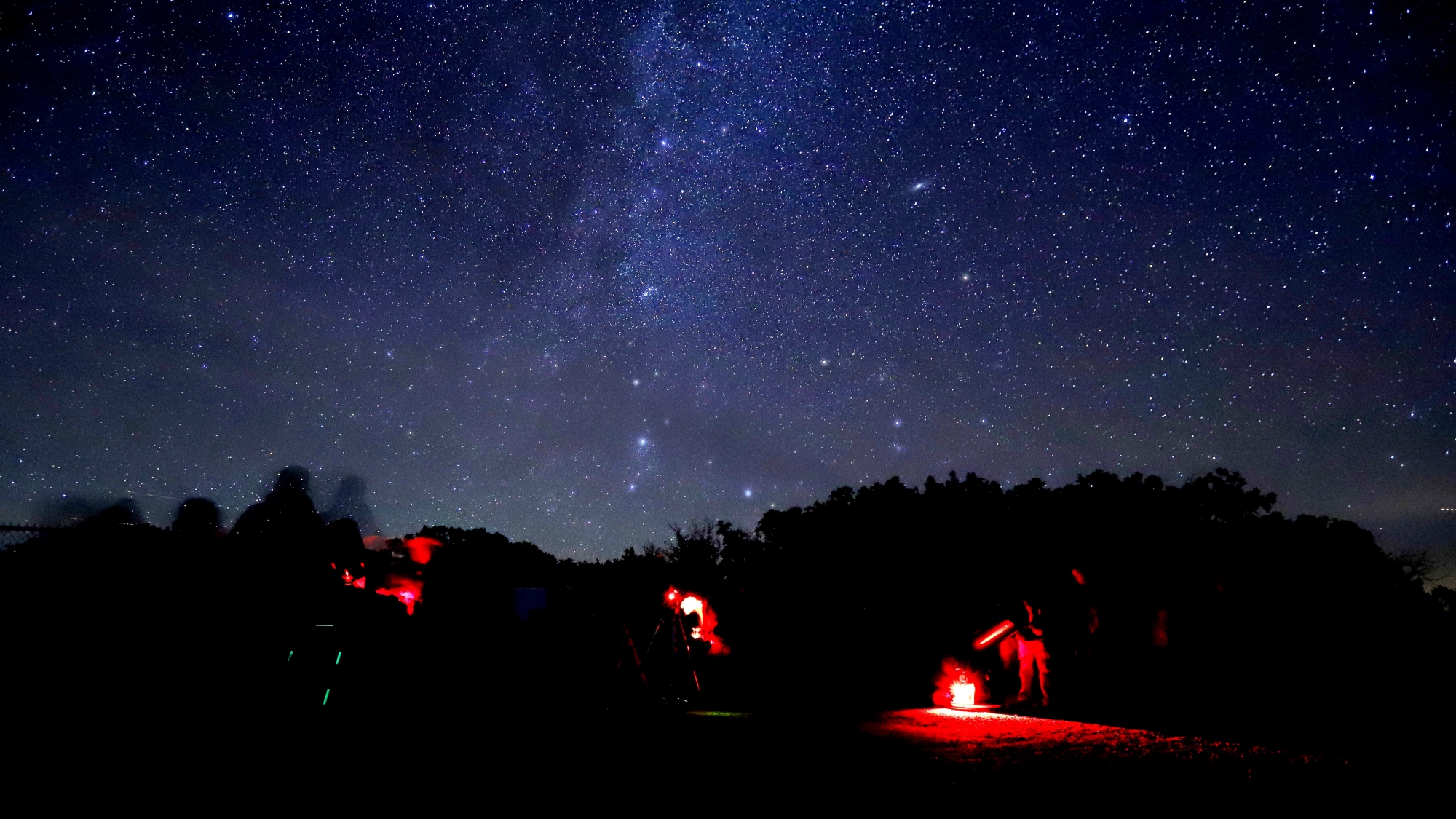 Astronomy Night with Telescopes Under Milky Way Starry Sky