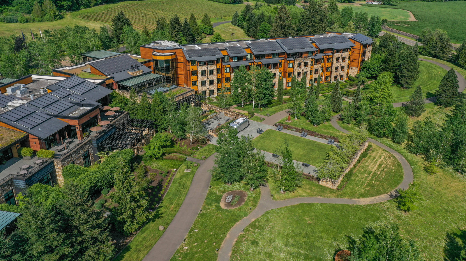 Sunset Over Vineyard with Rolling Hills